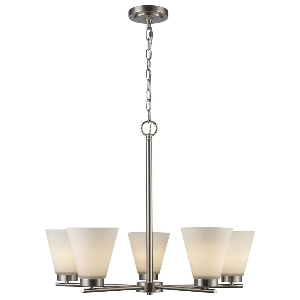 5LT CHANDELIER-FLARED GLASS-BN